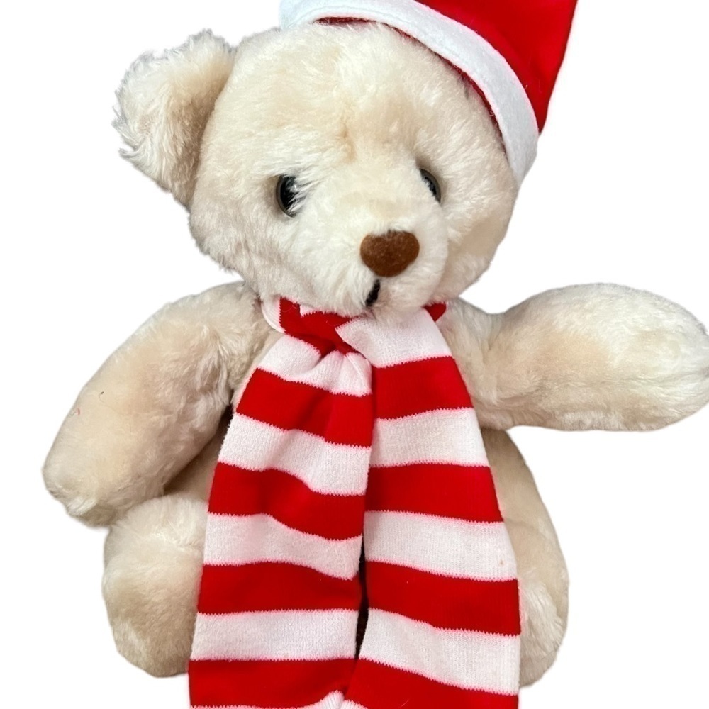 Vintage Christmas Holiday Teddy Bear Plush Jan Stuart Corp Made in Korea 15”